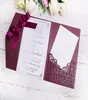 2020 New 3 Folds Wedding Burgundy Invitations Cards With Burgundy Ribbons For Wedding Bridal Shower Engagement Birthday Graduation5753641