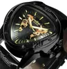 Gewinner offizielle Uhren Herren Automatische mechanische Uhr für Männer Top -Marke Luxus -Skelettdreieck Gold Schwarz 2103293712227