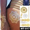 Su geçirmez geçici dövme çıkartması metal altın gümüş mavi mandala bilezik mücevher flaş dövme kadın kına vücut sanat sahte tatoo 240408