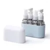 Bouteilles de rangement 4 en 1 Dispensateur Set Shampooing Lotion Savon alcool Veton de pulvérisation Refile Refipillable avec manches en silicium