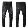 Jeans para homens jeans amirir tight ajuste jeans designer angustiado motociclista rasgado jeans reto sli