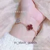 High End Designer Banles for Vancleff Four Leaf Grass Five Flower Bransoletka Women Wysokie wydanie Grube platowane 18K Rose Gold White Fritillaria Red Jade Hosse V Gold 1: 1