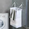 Sac à linge Home Roldable Mur Mur Murage Panier de suspension Panier de lavage Organisateur Mesh Mesh Rangement Punch Free Adhesive Hook