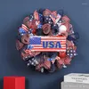 Decoratieve bloemen 448B PATRIOTICS WREATTE 7.4 American Memorials Day Pride Garlands voordeur wit en blauw