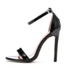 Crystal Queen Sexig Black Women Dress Sandals Fashion 11cm Spike High Heel Lady Party Shoes Plus Big Size 10 45 47 240402