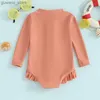 Tek parça 3M-4T Toddler Kız Rash Guard Mayo Tulum Uzun Kollu Düz Renk Çırpılmış Kenar Yarım Zip Çocuk Mayo Y240412