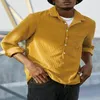 Camicie casual da uomo camicia a maniche lunghe cassette autunno con tasca a strisce tasca morbida panoratura traspirante per abiti top a metà lunghezza
