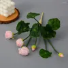 Flores decorativas Simulação artificial Mini Lotus de seda 4 cores Decoração de plantas verdes para casa El Garden Table Decor Fake