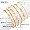 Bracelets de liaison 6 PCS Gold Color Bracelet Set Boho rétro épais Twist Cuban Chain pour les femmes 2024 Cadeaux de bijoux de qualité tendance