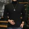 Moda MONS TURTLENECK T-shirts Casual Autumn Winter Collar Alta Modelo de Manga Longa de Manga Longa Subssanda Plus Size 240403