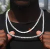 سلاسل Hip Hop 1 Row 4 Prong Tennis Chain AAA CZ Stone 3456mm Bling Iced Out Gold Plated Zircon Necklace for Men Jewelry 221149403