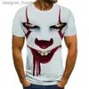 Herrtröjor tröjor sommarmode joker 3d tryckt mens kortärmad o-hals casual plus size skjorta c240412