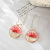 Boucles d'oreilles en peluche de fleurs séchées uniques mode réelle résine florale créative époxy bijoux immortel