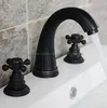 Robinets de lavabo de salle de bain Huile noire Frotté Bronze Basin répandu Basin Taps Double poignées Pont monté 3 trous Robinet BNF281