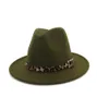 2019 Woolen Felt Hut Panama Jazz Fedoras Hüte mit Leopard Belt Flat Bim Formal Party und Bühnen -Top -Hut für Männer unisex4979506