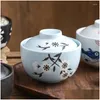 Bowls Japanese Ceramic 4.25Inch Stew Pot Bowl With Lid Steam Egg Soup Small Steaming Cup Slow Cooker Home Restaurant Tableware Drop De Otlrk