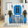 Shower Curtains Traditional Greece Design City Street Blue Flowers Window Bathroom Decor Waterproof With Hooks