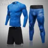 Yeni 3D Sıkıştırma Erkek Spor Takımları Setler Hızlı Kuru Koşu Set Giysileri Spor Joggers Egzersiz Spor Salonu Fitness Trailsits Sports Giyim Kiti