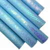 Light Blue Faux Leather Sheet Metallic Synthetic Leather Snake Stones Embossed Faux Leather Vinyl for DIY Craft 8.2"x11.4" SJ554