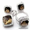 mystic rainbow jewelry set wedding ring pendant and earrings natural topaz women jewelry set