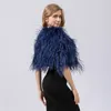 2024 Design de fuzz de pêssego Multi-Color Real Avestrich Feather Banquete Elegante Cabo Shawls Shawls 230408