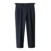 Pants Summer Men's Seersucker Paris Button Casual Pants Blue Black Stripe Slim Fit 9point Trousers Versatile Italian Naples style