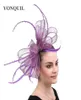 女性のためのウェディングカクテルフォーマルヘア魅惑的帽子ヴィンテージの機会ヘッドウェアブライダルフェドーラヘアクリップファンシーフェザー装飾1278033137407