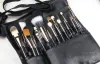 Kit svart två matriser makeup borsthållare professionell pvc förkläde väska artist bälte rem skyddande smink kosmetisk borste väska