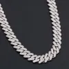 14 mm högkvalitativ diamant kubansk länkkedja med certifikat hiphop 925 silver halsband män smycken