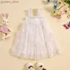 Vestidos de niña niñas pequeñas Cami Tulle Tulle Neck Swleveless 3d Flow Bordery Princess Dress Inquirntler ropa de verano Y240412