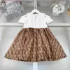 Popular girls partydress Off shoulder design baby skirt Size 90-150 CM kids designer clothes Embroidered logo Princess dress 24April
