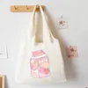 أكياس التسوق على طراز الفراولة اليابانية حقيبة المرأة الكتف Harajuku Girls Travel Handbag Eco Print Female Shopper