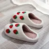 Slippers Women Strawberry Pattern Embroidered Cute Plush Lined Slip On Shoes Warm & Comfortable Indoor