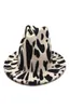 European US Style Cow Print Jazz Jazz Felt Hat Faux Wool Fedora Chapeaux Femmes Men Wide Brim Panama Party Formal Hat8125483