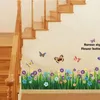 Wall Stickers For Kids Room Waterproof Sticker Cartoon Flowers Grass Bedroom Art Decal Cute Mural Removable Butterfly Pattern Colorful