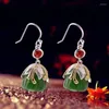 Boucles d'oreilles en peluche Manufactures Direct Fashion S925 Bijoux en argent sterling Hetian Jasper Lotus