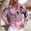 Men's Casual Shirts High-End Shirt Fashion 3D Printed Long Sleeve Musical Lapel Button Up Cardigan S-6XL