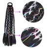 Girls Colored Box Braided Ponytail With Elastic Rubber Band Hair Extensions Rainbow Color Kids Box Wig Pigtail Hairpiece