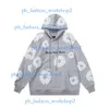 Denim hoodie män hoodies höst vinter byxor denim teers hoodie skum blommor märkesvaror denim hoodie tryckt nödställd pullover broderi tår tröjor 831