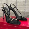 RENE CAOVILLA RHINESTONE SERPENTENT WIRDING BLACK HIGH-HEELED SANDALS 안티 베트 우아한 섹시한 패션 디자이너 9.5cm 여성 하이힐