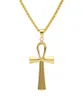Nytt rostfritt stål Ankh -halsband egyptiska smycken Hip Hop Pendant Iced Out Gold Key to Life Egypt Necklace 24 "Chain7497478
