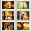 Couple Embrace Under Tree Poster Parisian City Scene Romantic Canvas Painting Prints Wall Pictures Countryside Love Home Decor