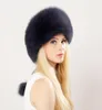 Inverno unissex genuíno raposa pêlo chapéu de pele de pele real com a coroa de couro da natureza grossa quente russa hat1811969