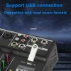Mixer Portable Mental 4 Channels Mini USB Audio Mixer Amplifier Console Bluetooth Record Phantom Sound Mixing Console With Sound Card