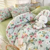 Vintage Flowers Däcke Cover Set For Girl Liten Floral Quilt Cover Bed Sheet Twin Queen Size Bed Linne