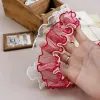 HOT Double intercolor Red and White ruffled lace DIY clothing skirt hat hem curtain bedding border sewing girl's room decoration