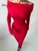 Ахагага элегантная модная сексуальная макси -платья уличная одежда от плеча повседневная с длинным рукавом Слимчанская вечеринка vestidos халаты женщины 240402
