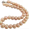 Hängen 10-11mm Natural Barock Authentic South China Sea Gold Pink Pearl Necklace 18