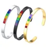 6MM Rainbow Color Cuff Bangle Bracelets for Men Women Jewelry Stainless Steel Lesbian Gay Pride Metal Bracelet Pink LGBT Stripe 3836567