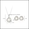 Orecchini collana delicata set di percorsi perle perle set da 9-10 mm di grande orecchino oblato per donne anniversario di gioielli regalo di gioielli ricchi di loco dhkfh